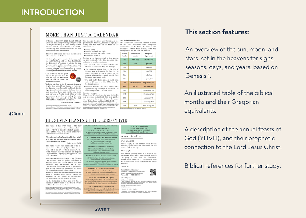 Pre-order Rakiah Biblical Calendar 2027-2028