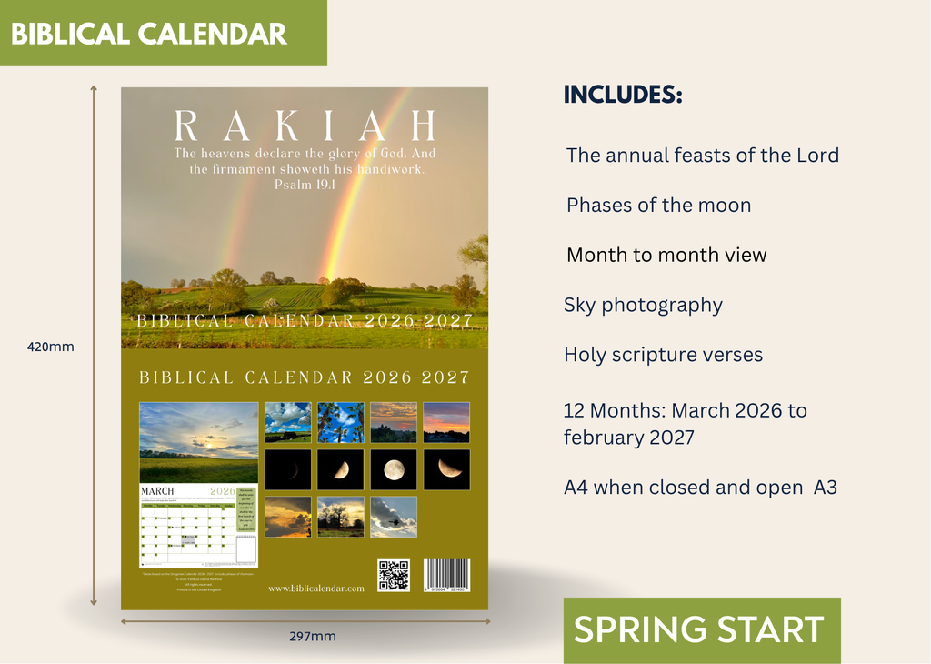 Rakiah Biblical Wall Calendar 2026–2027, The feasts of the LORD, Inspirational Photography & Monthly Scripture Verses